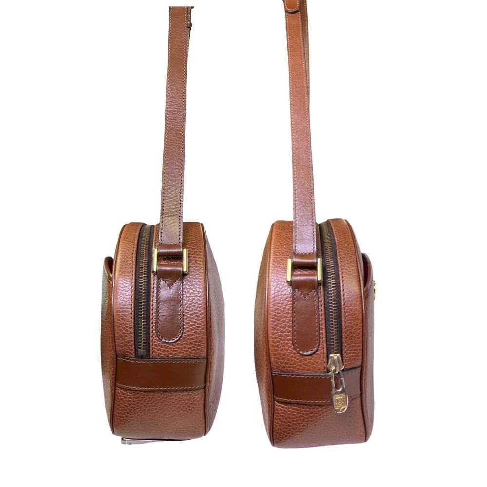 Celine Vintage Caramel Leather Round Crossbody Bag Red Interior Italy M13 - Picture 12 of 14